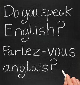 Photo of a French translation on a blackboard